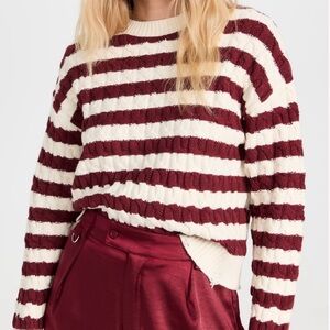 Striped Maroon and White Sweater LNA clothing